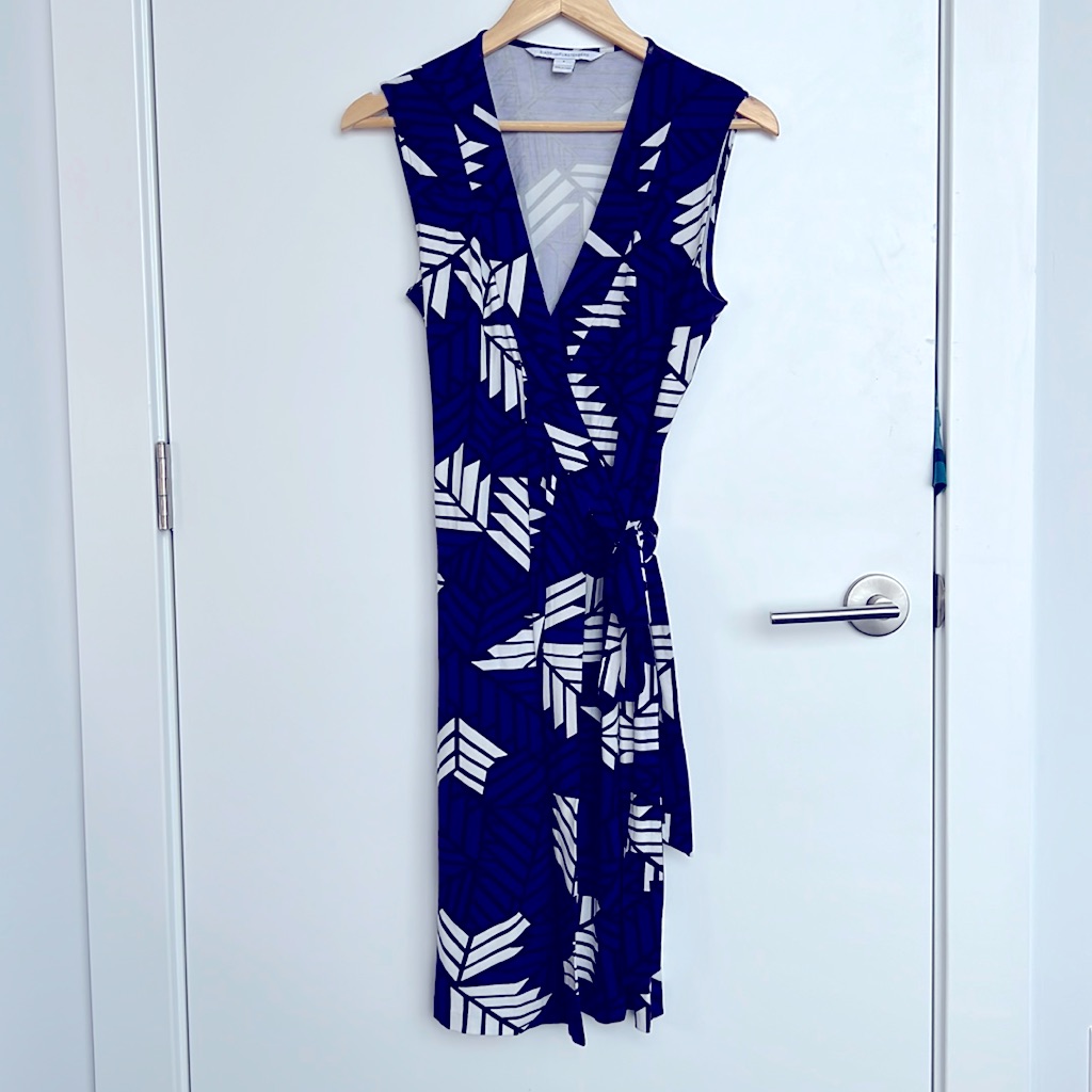 Diana Von Furstenberg Wrap Dress Purple Black White 6